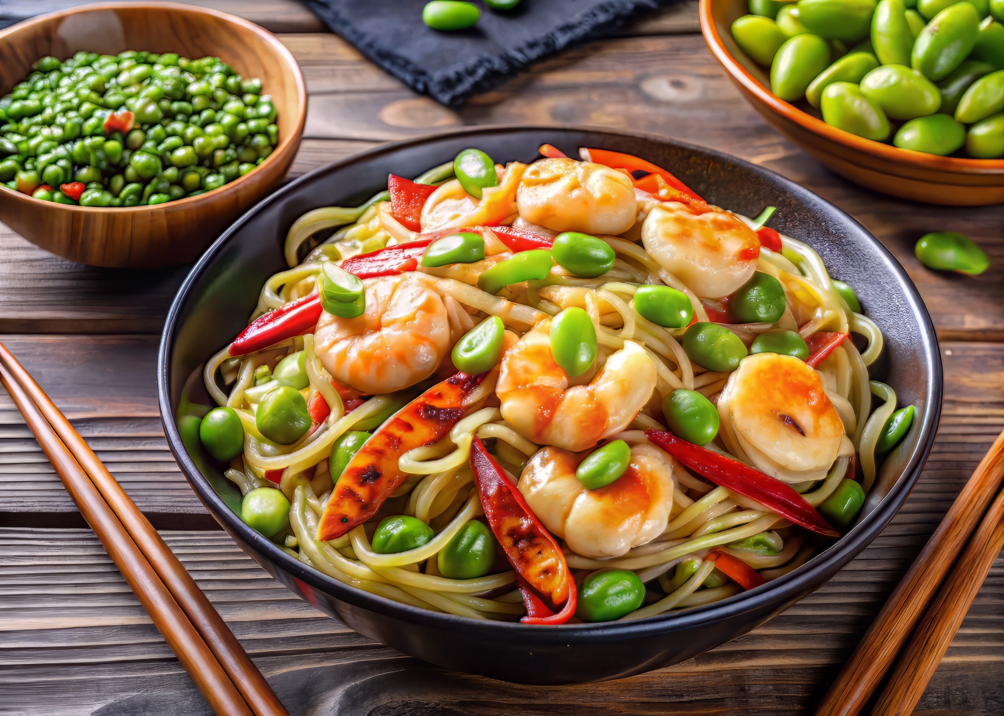 🍜🦐 Mines sautées, edamame & crevettes au gingembre – Le wok qui fait WAHOU ! 🔥